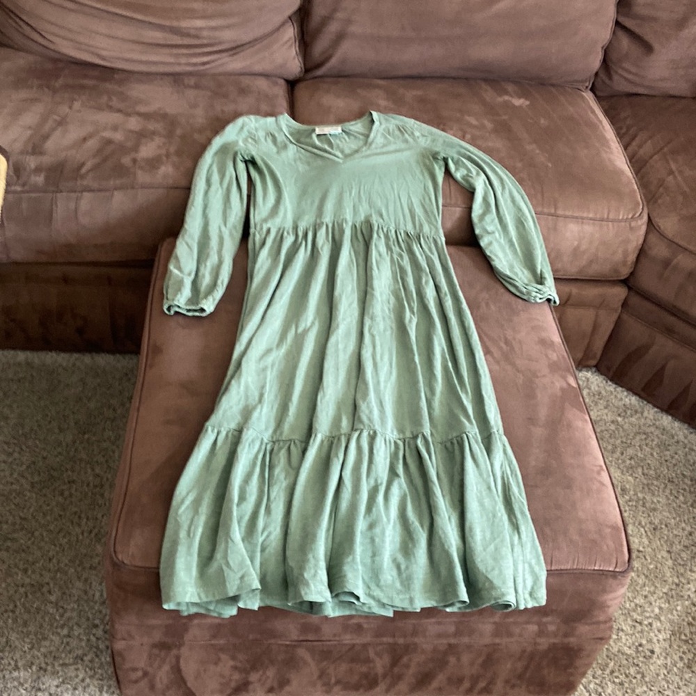 Saturday Sunday by Anthropologie green long sleeve dress